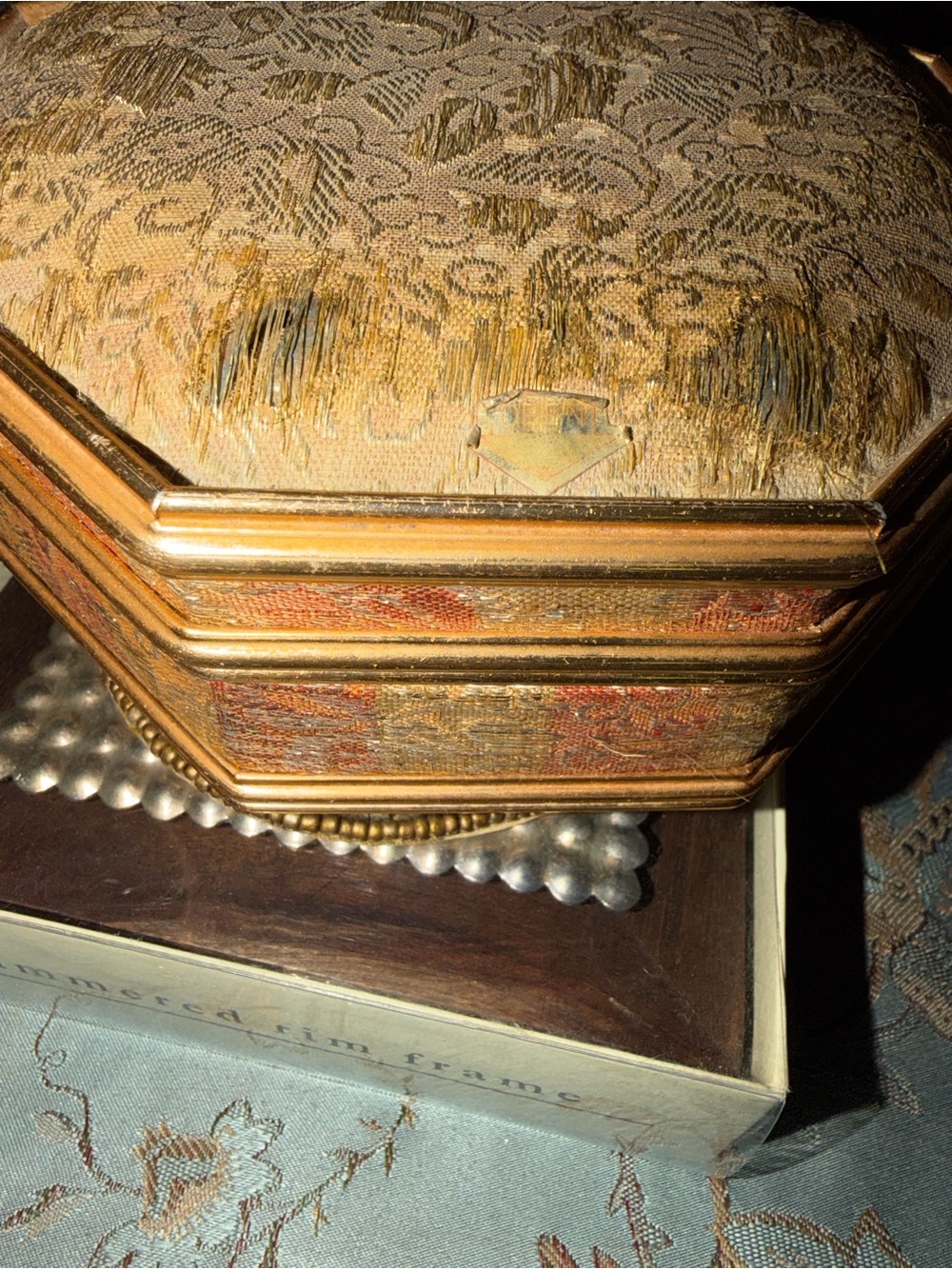 Florentine Decorative Gold and Tan Octagonal Jewelry Box